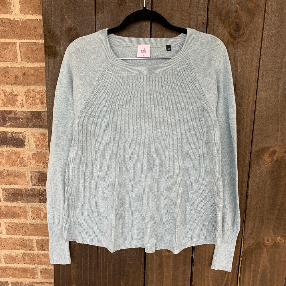 Cabi Blue Sky Knit Crewneck Swing Sweater Medium